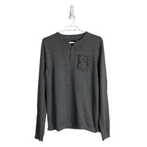 Simons Men's Gray 100% Organic Cotton Henley Knit Shirt